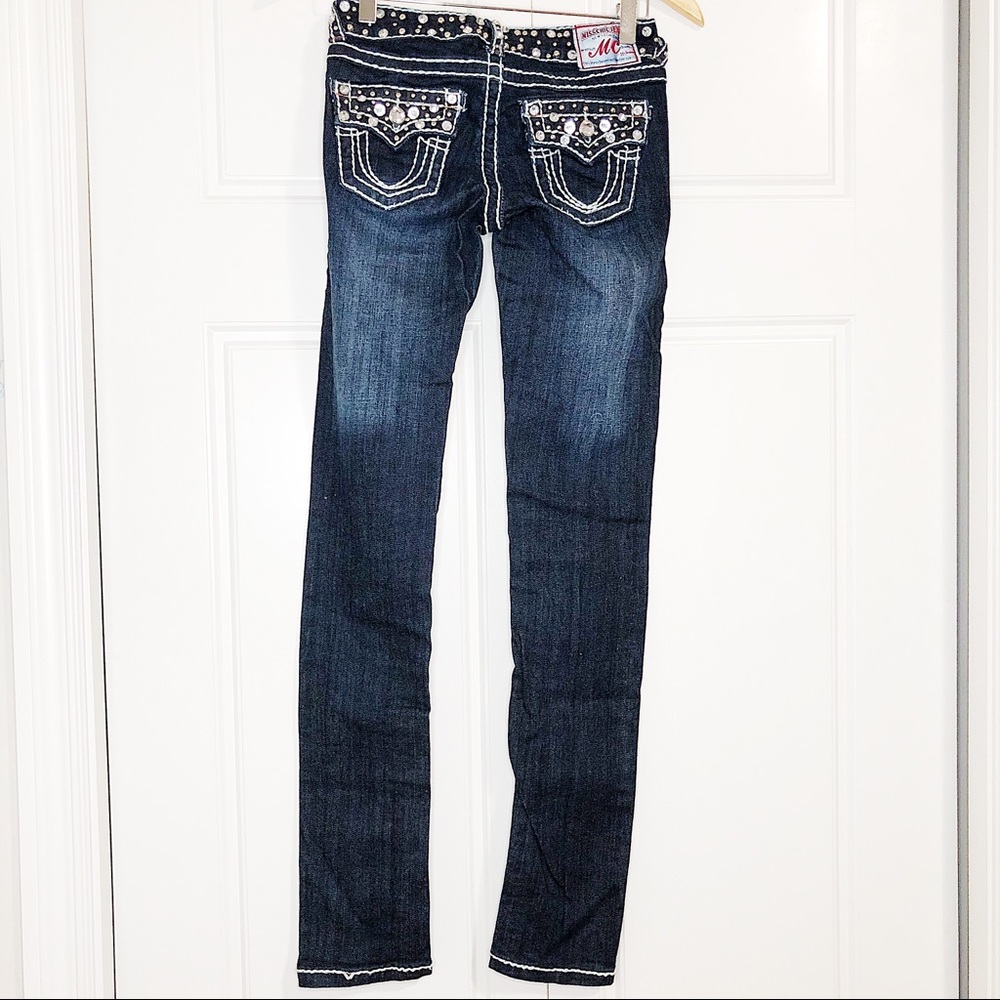 Miss chic Rhinestone stretch slim denim Jeans